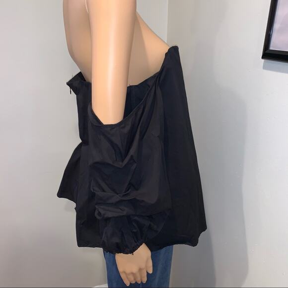 INC Black Off The Shoulder Puffy Sleeve Blouse Top - Picture 6 of 7